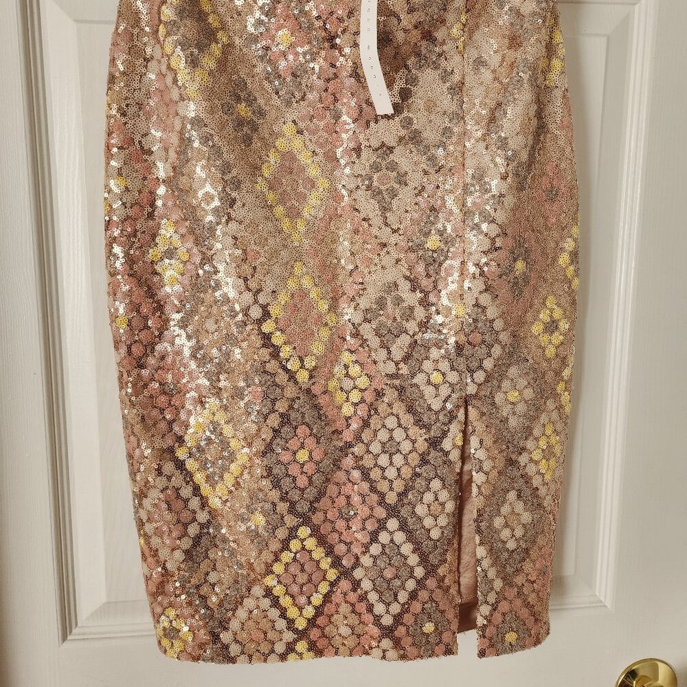 NWT Susana Monaco Metallic Argyle Pencil Skirt